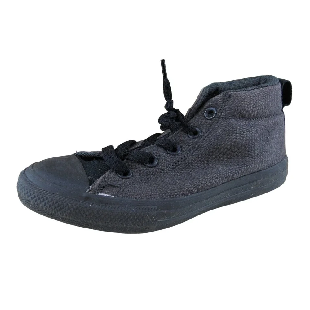 Converse Shoes Sz 3 Sneaker Boys Youth Black Fabric Lace‎ Up Medium